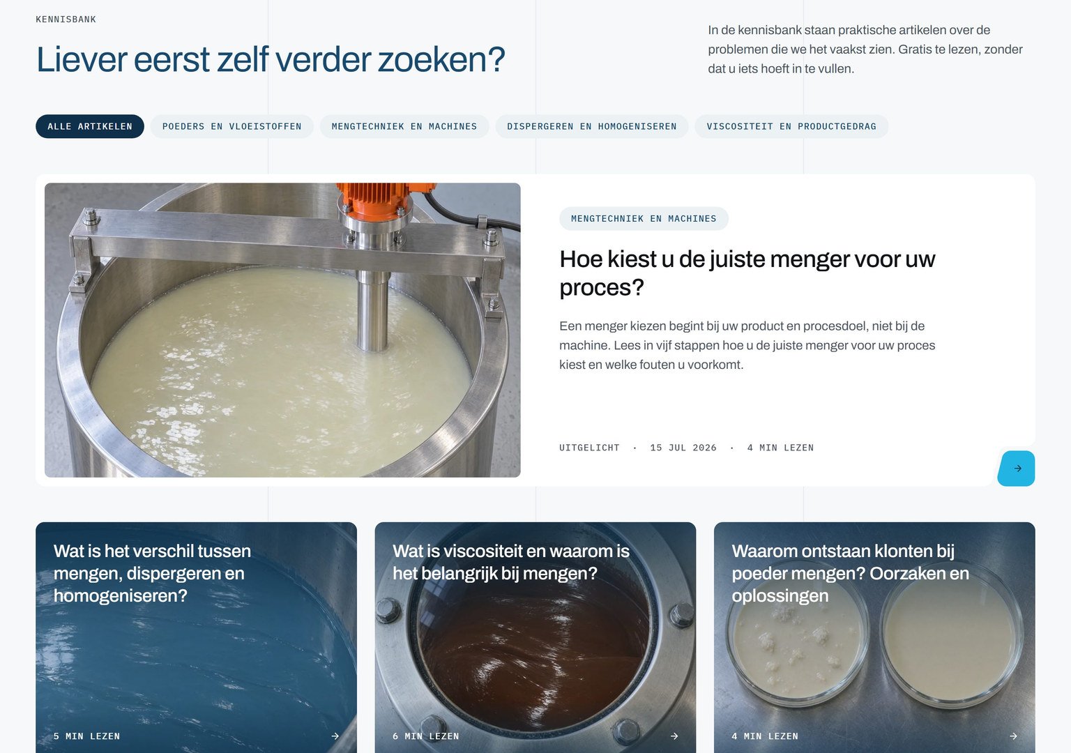 De kennisbank op de homepage van Alles over mengen