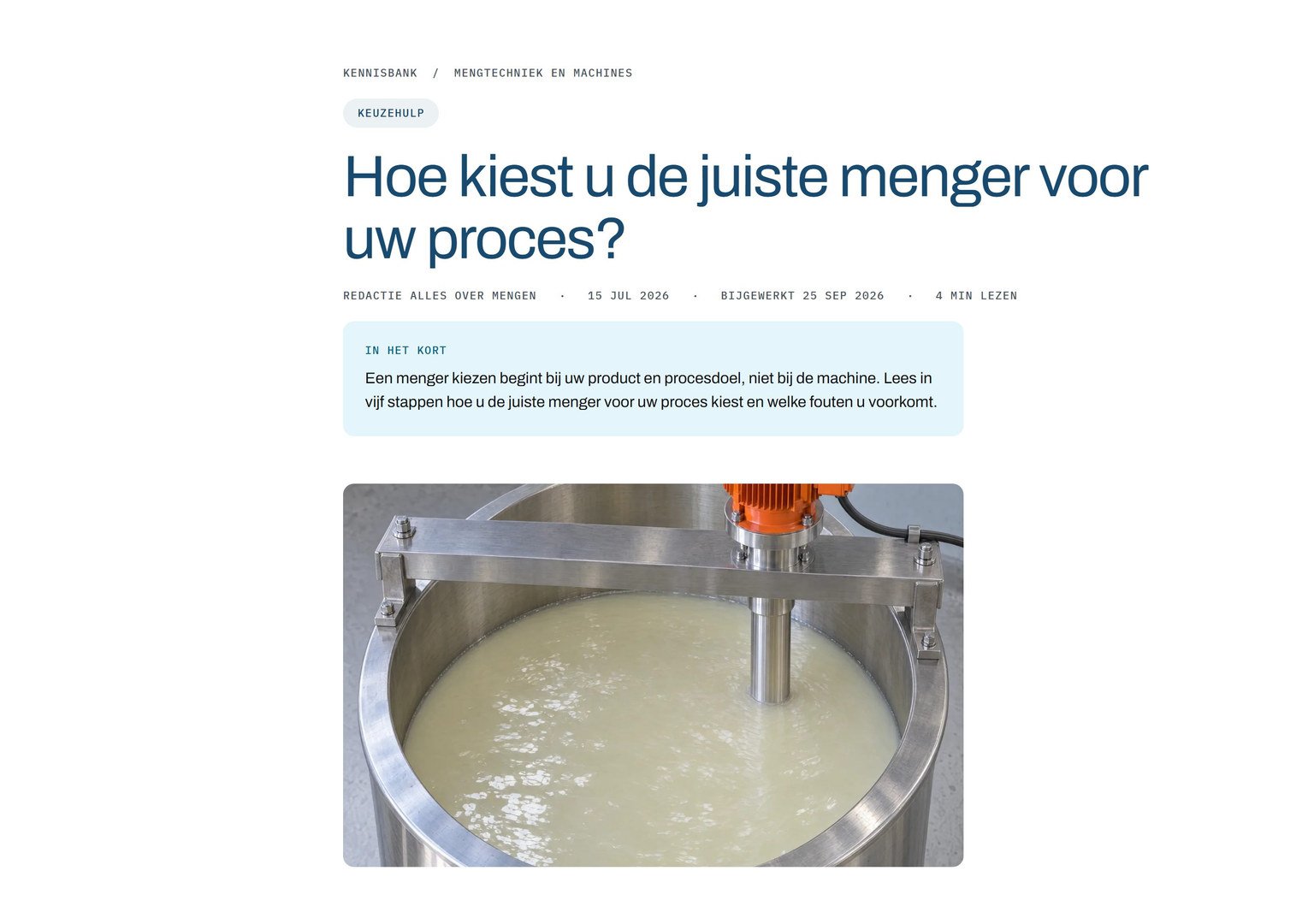 Het begin van een artikel op Alles over mengen