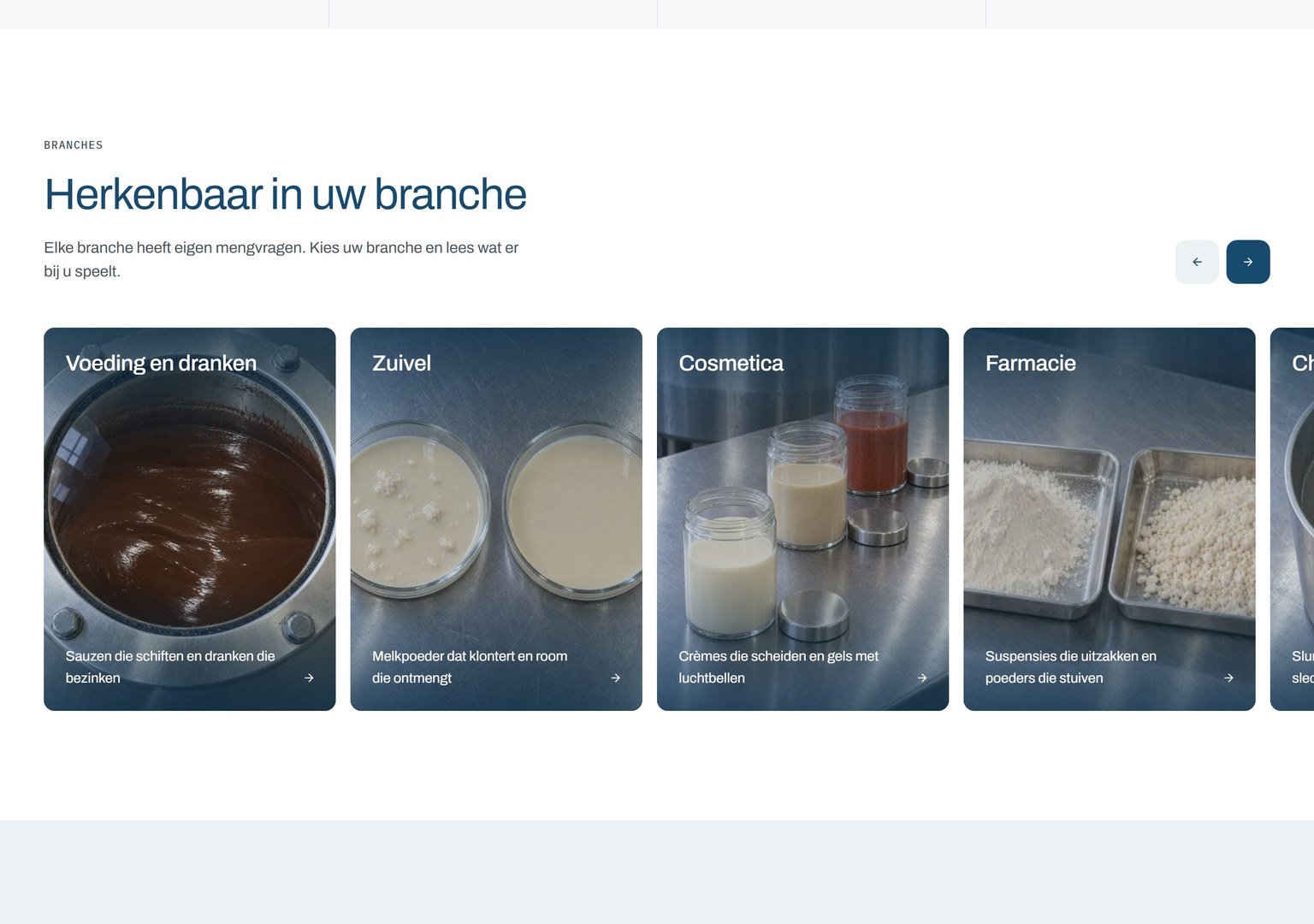 De branches op de homepage van Alles over mengen