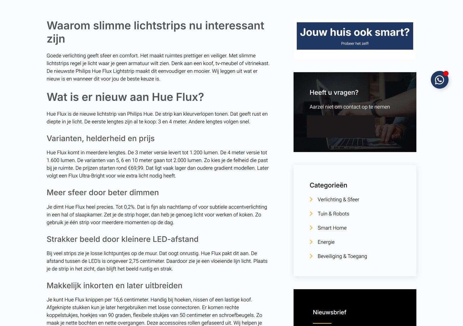 Een artikel op hun site, over een lichtstrip van Philips Hue