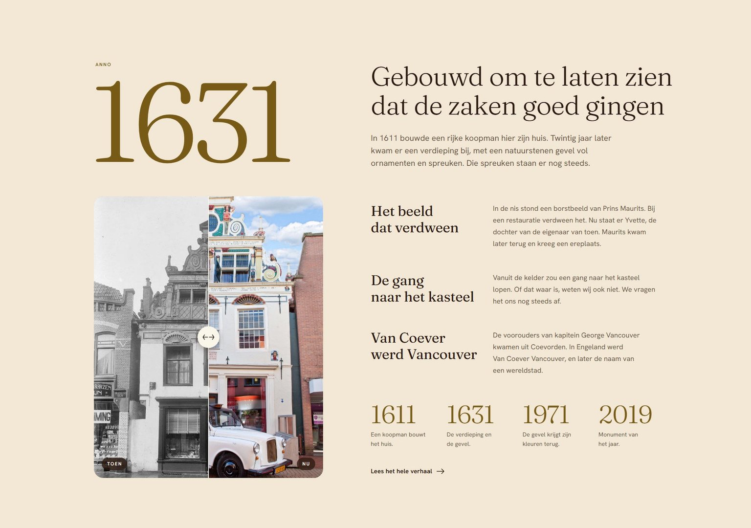 Het blok over het pand uit 1631 in het ontwerp