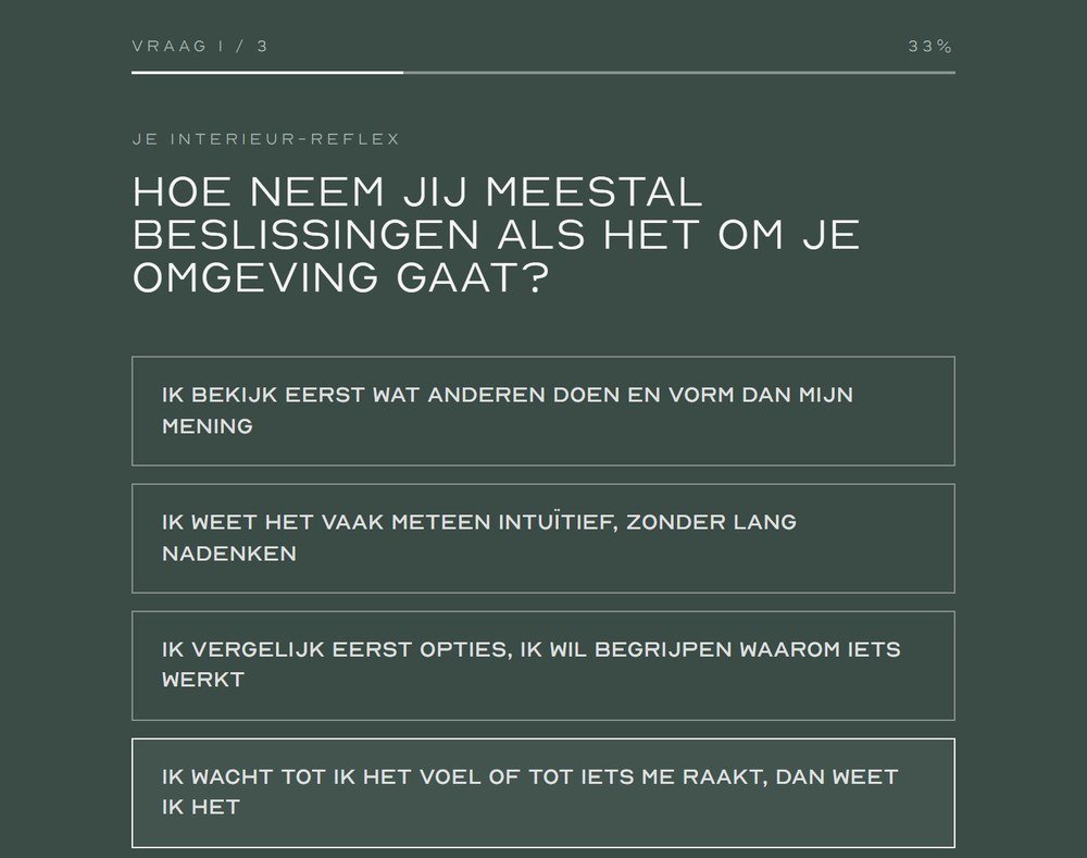 De eerste vraag van de stijltest: hoe neem jij meestal beslissingen als het om je omgeving gaat?