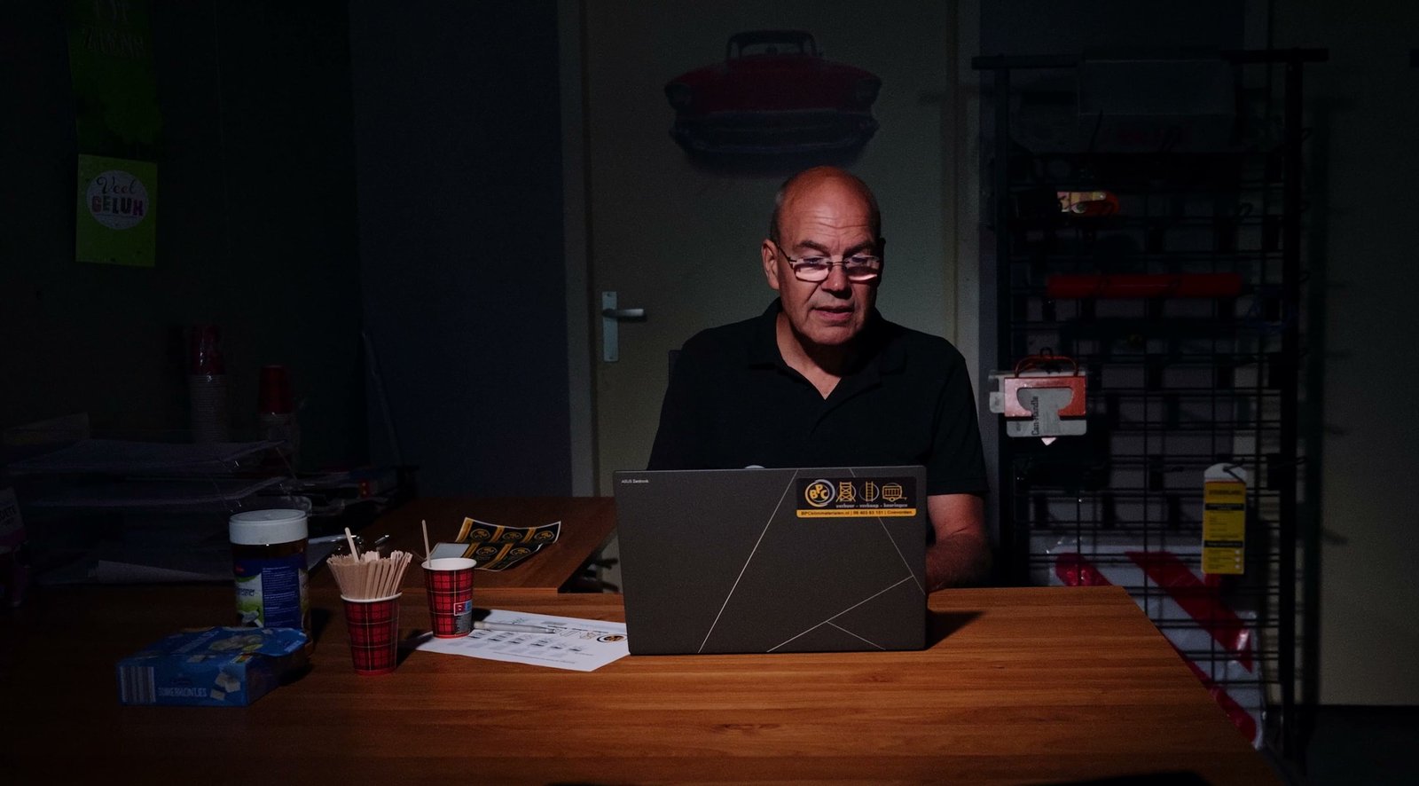 Bert from BPC working late at his laptop in the dark