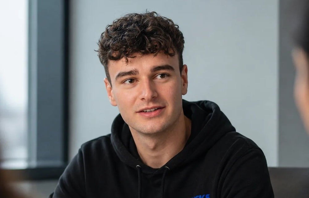 Jesse legt aan tafel iets uit