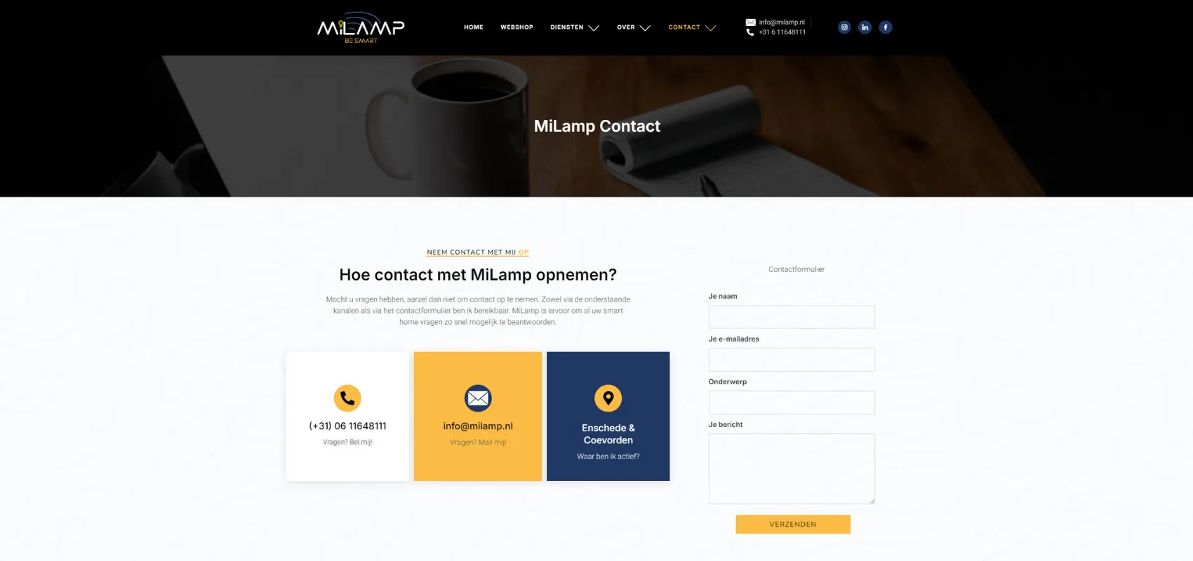 Milamp contact pagina