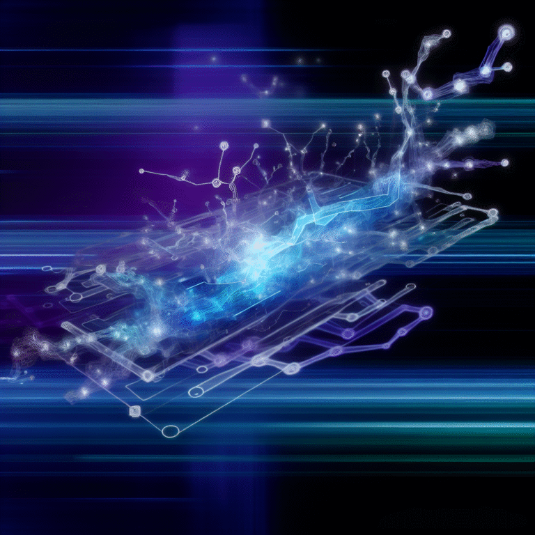 Futuristic Instagram interface with glowing network lines and abstract data patterns, symbolizing new 2025 features for entrepreneurs.