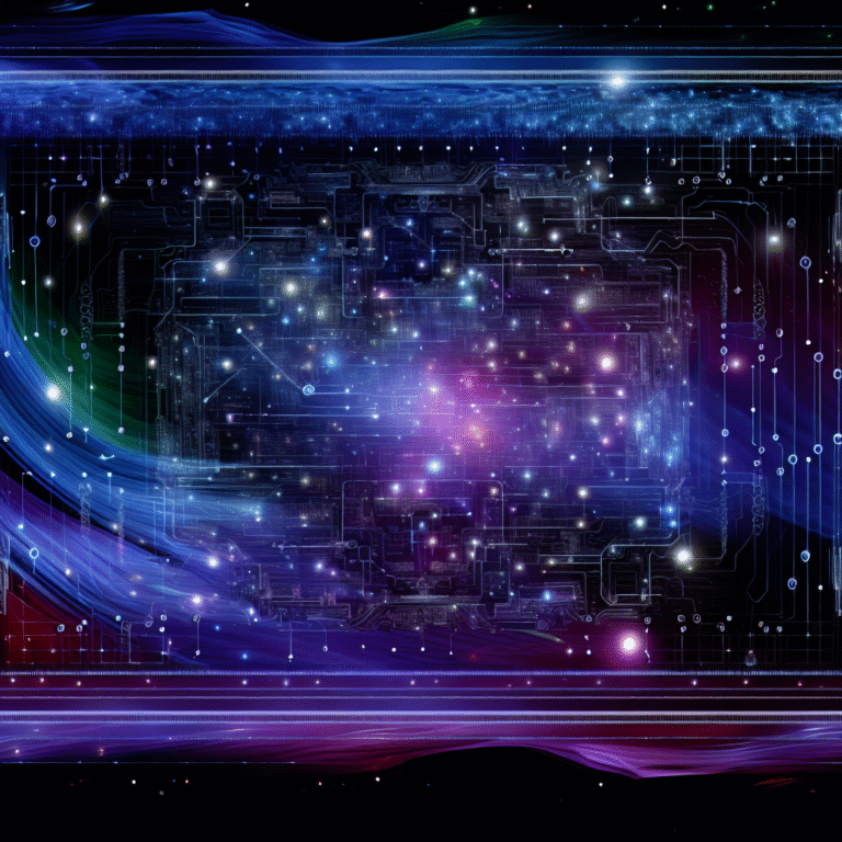 A futuristic holographic website interface floats in deep space with glowing AI network lines and vibrant data patterns, illustrating the uncertainty of AI's role in website futures.