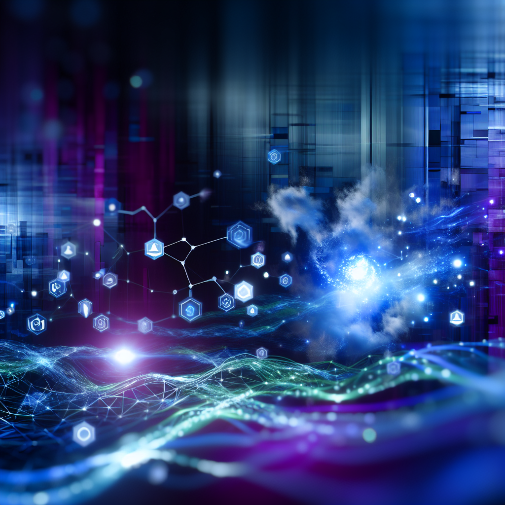 Futuristic digital illustration of glowing social media network icons and abstract connections, symbolizing strategic opportunities for entrepreneurs in 2024.