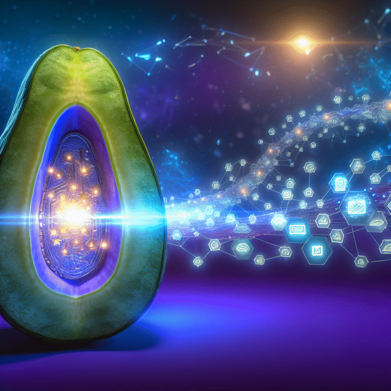A glowing futuristic cucumber with radiant news icons and digital network patterns symbolizes summer media opportunities during komkommertijd.