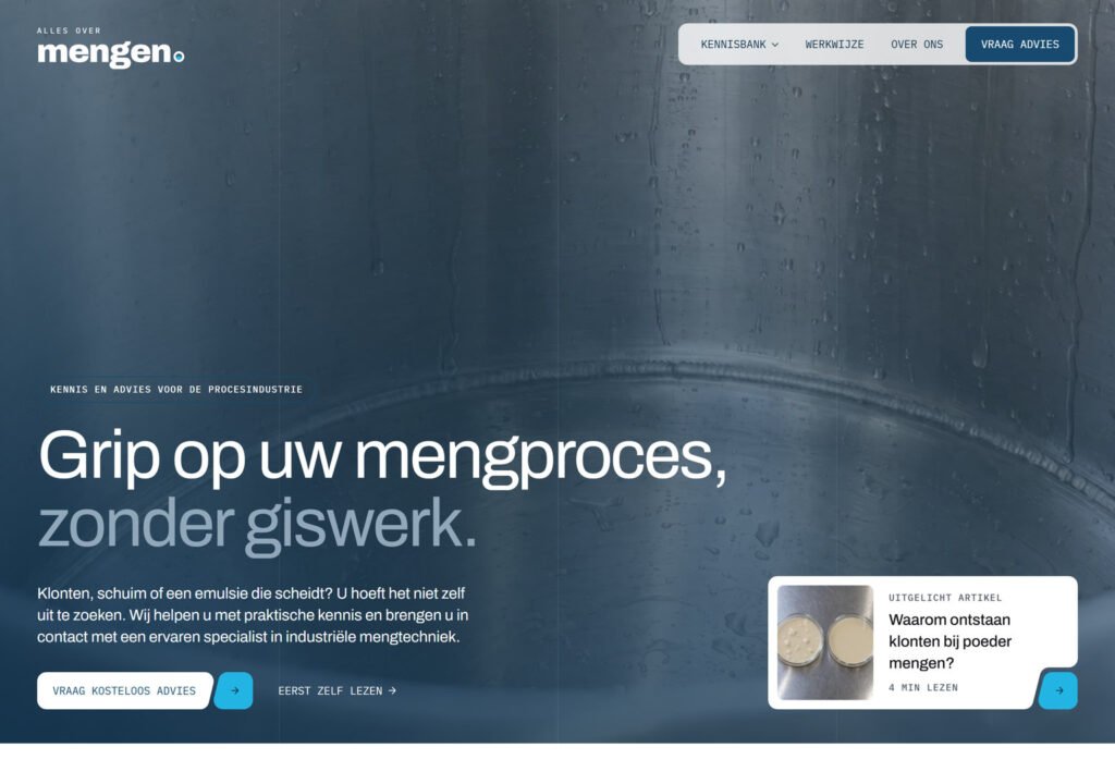 De homepage van Alles over mengen