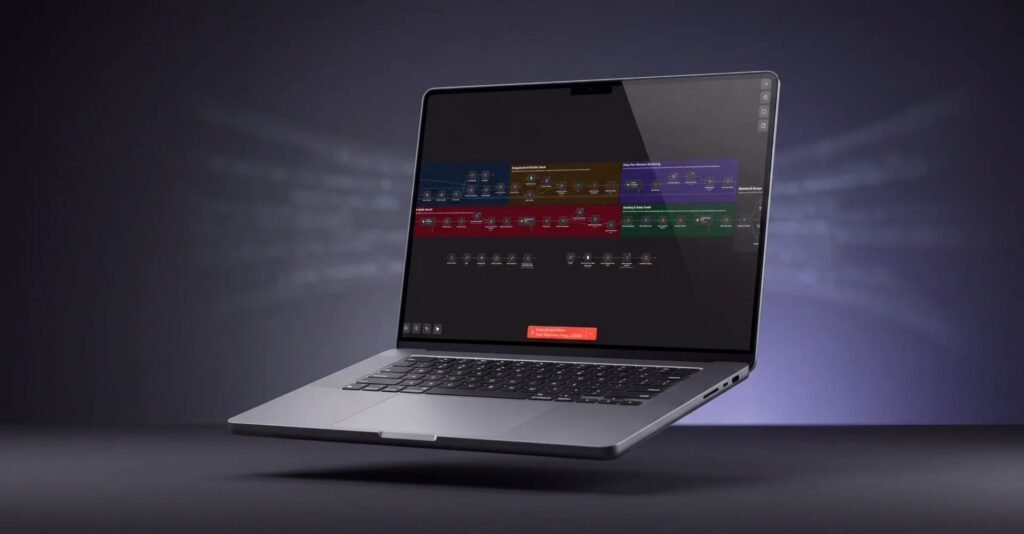 Een laptop met het systeem voor nieuwe klanten op het scherm