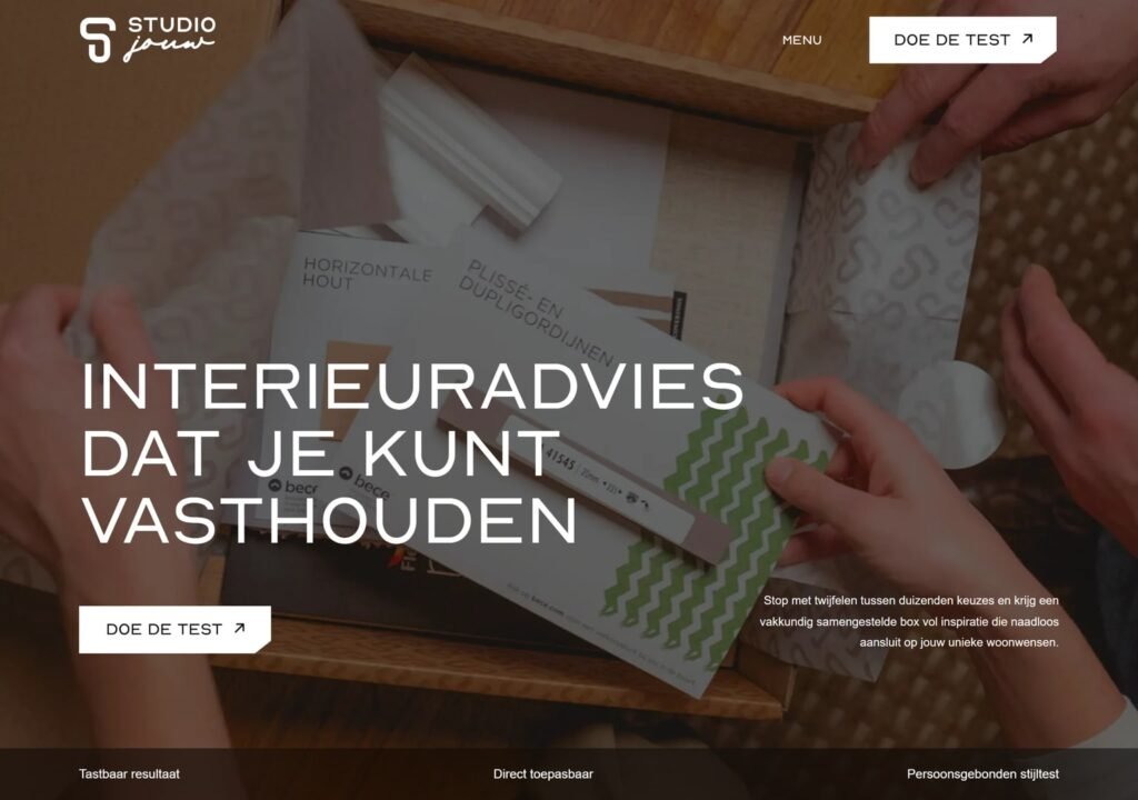 De homepage van Studio Jouw